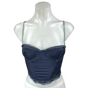 Urban Outfitters Out From Under Blue Corset Bustier Cami Camisole Crop Top M